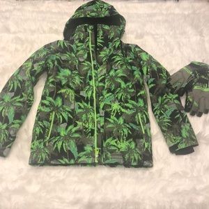 Quicksilver Snowboard Jacket and matching gloves.